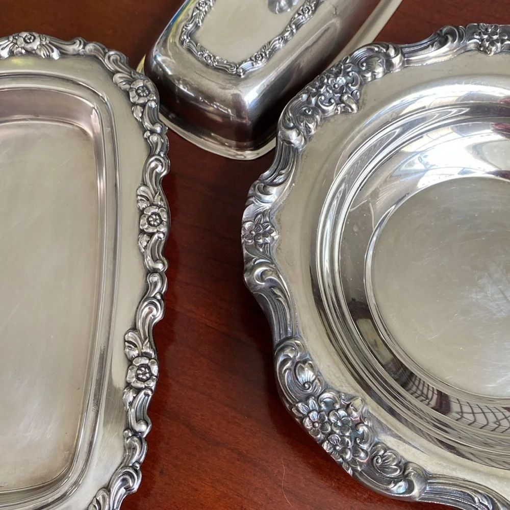 Silver Plated Wm. A Rogers Butter Dish and Bowl - Picture 8 of 10